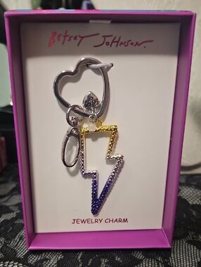 Betsey Johnson Gold-to-Purple Crystal Lightning Bolt Key Charm